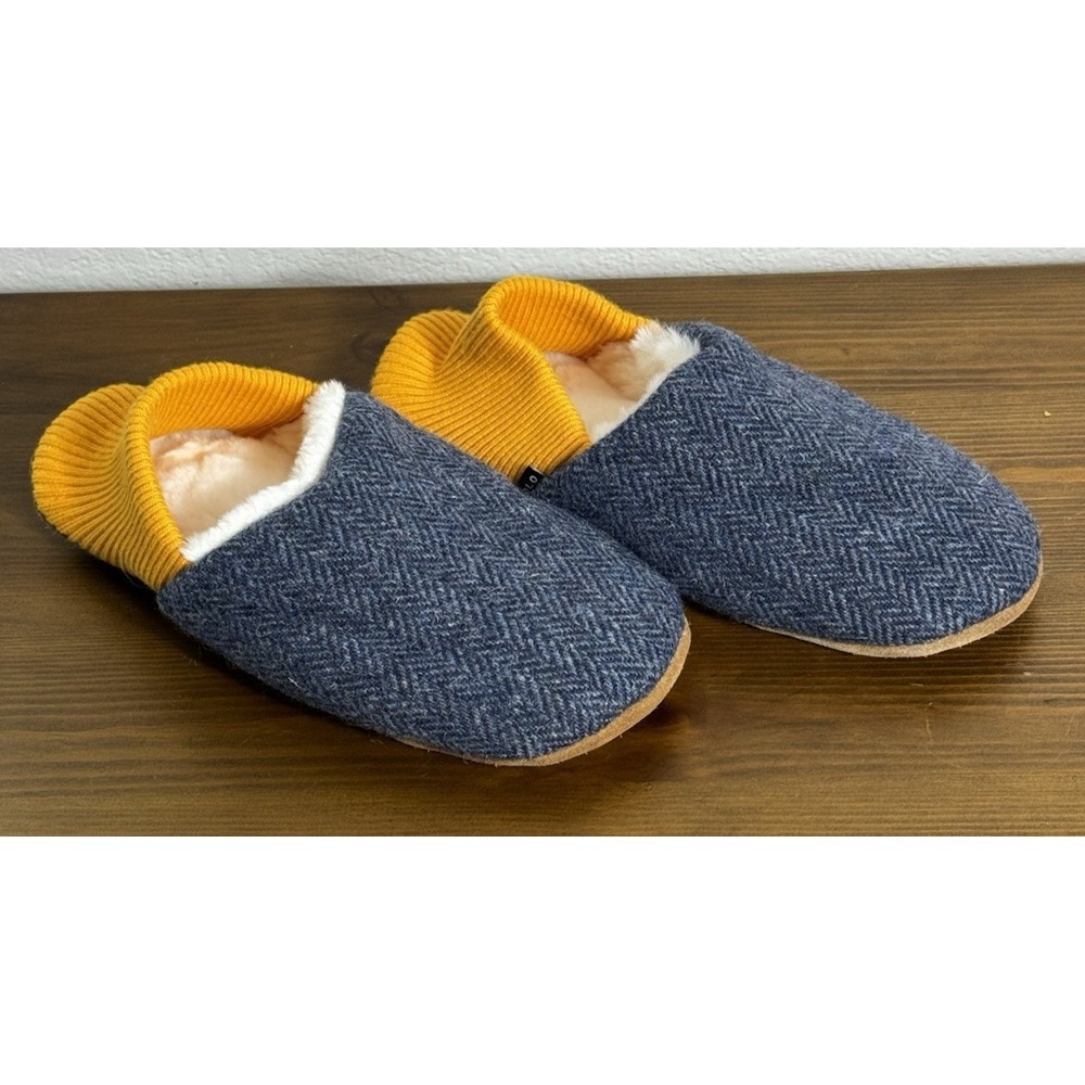 Kolo slippers mens XXL Wool Harringbone Yellow Blue